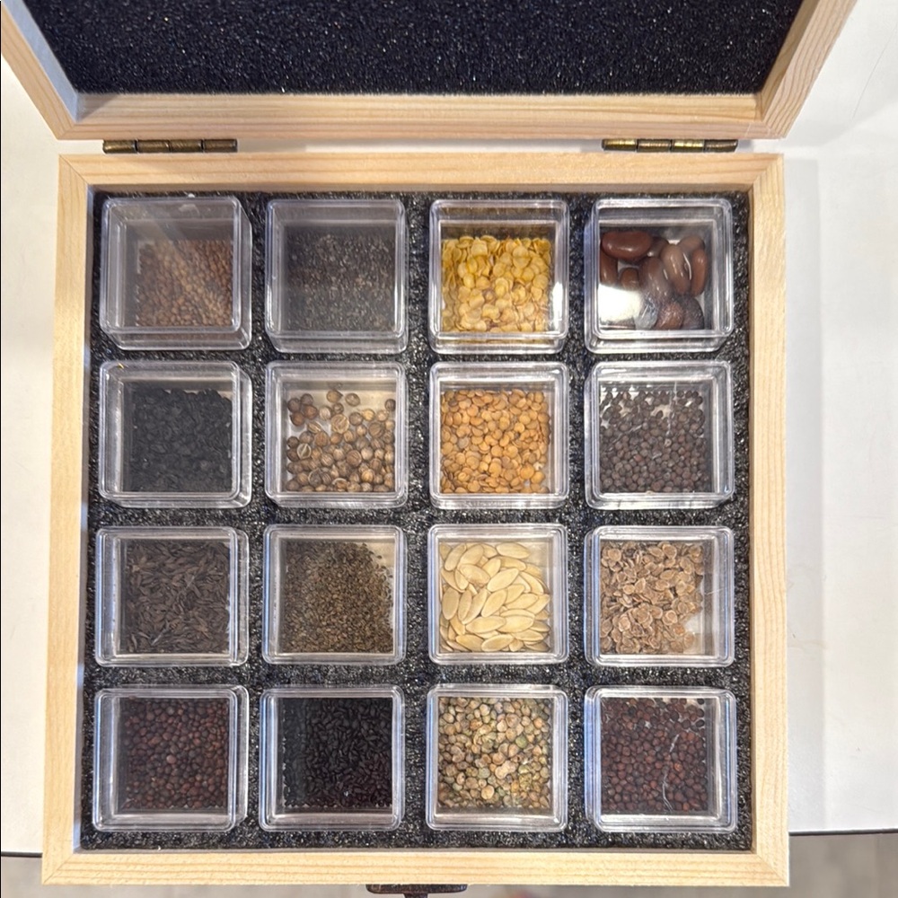 Wooden Seed Storage Box with Clear Compartments